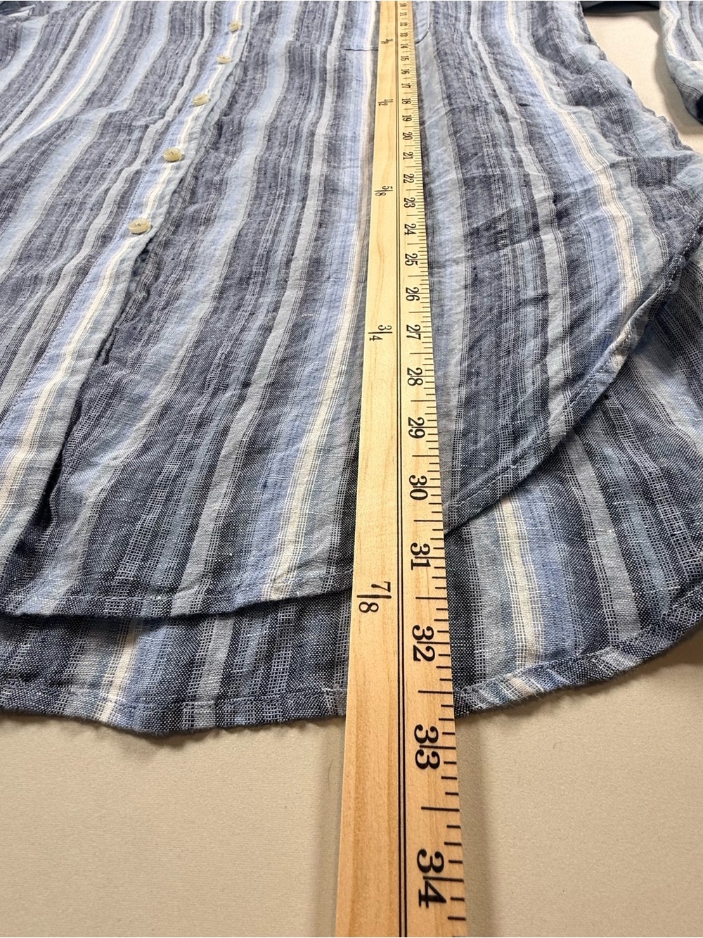 Lands’ End 100% Linen Tunic Shirt Blue Striped Oversized Beachy Coastal Size L - Picture 10 of 10